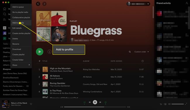 Spotifyプレイリストをプロフィールに追加