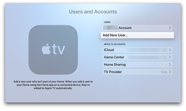 Configuración de cuentas y usuarios de Apple TV