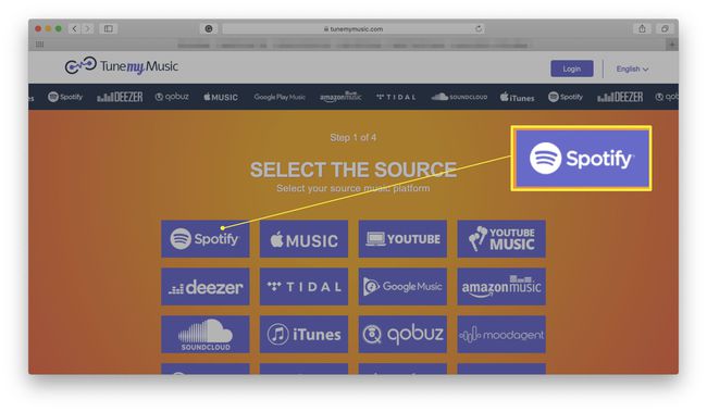 การเลือก Spotify เป็นแหล่งที่มาของคุณใน TuneMyMusic