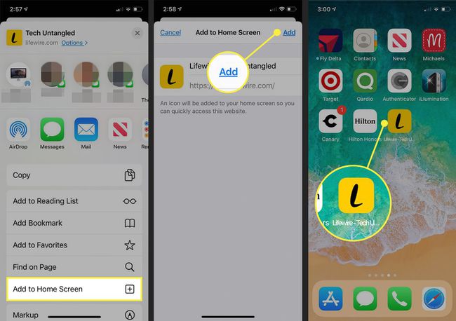 Agregar un enlace a la pantalla de inicio de un iPhone