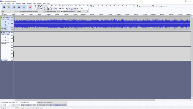 สกรีนช็อตของการย้ายแทร็กเสียงใน Audacity