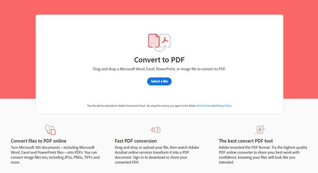 Adobes Online-Tool zum Konvertieren in PDF