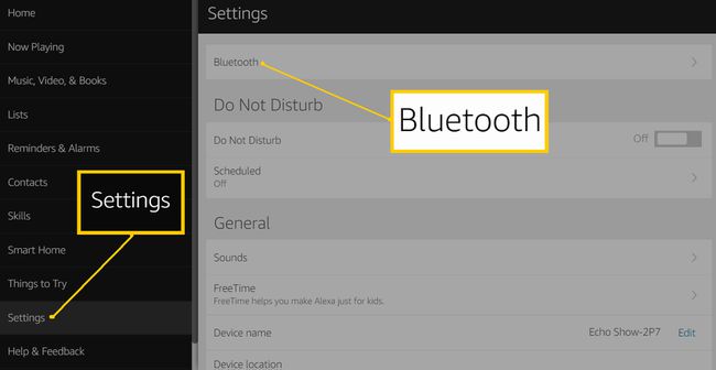 Setări Alexa – Selectați Bluetooth