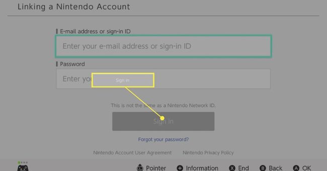 Σύνδεση σε λογαριασμό Nintendo στο Nintendo Switch.