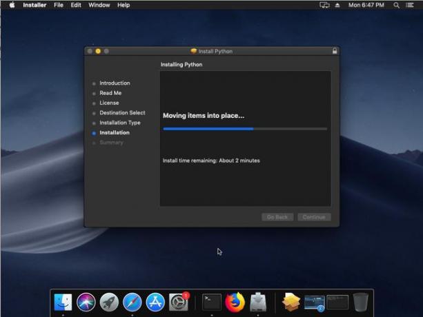 Python macOS Installerin edistymisnäyttö