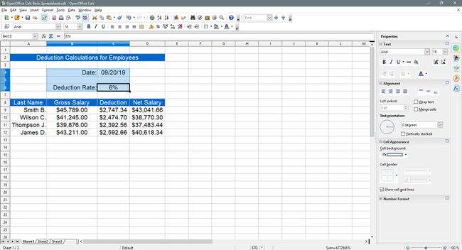 Selecteer tekst die u wilt wijzigen in hemelsblauw in OpenOffice Calc.