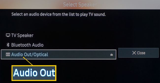 Esempio di menu Impostazioni audio TV – Uscita audio analogica