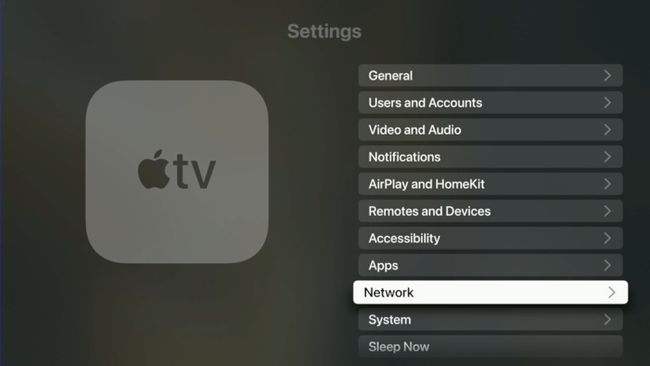 Apple TV सेटिंग्स में नेटवर्क शीर्षक