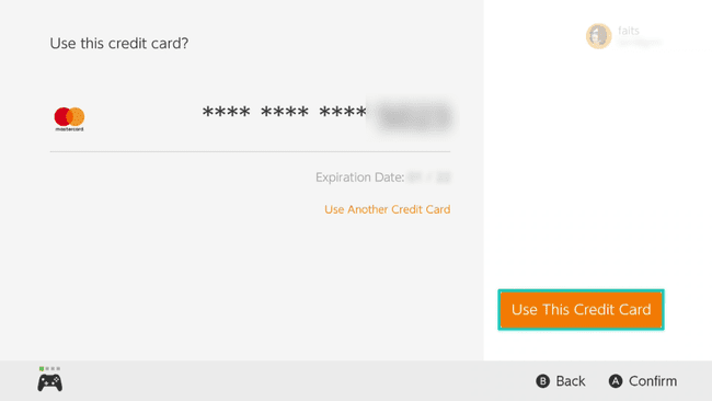 Utilisez cette carte de crédit sélectionnée dans le Nintendo eShop.