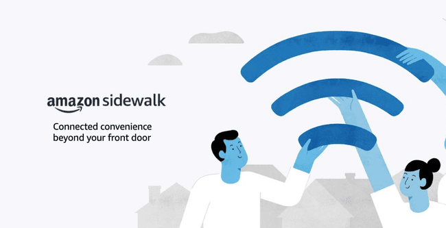 Amazon Sidewalk bannerbillede, der viser, hvordan folk er bekvemt forbundet