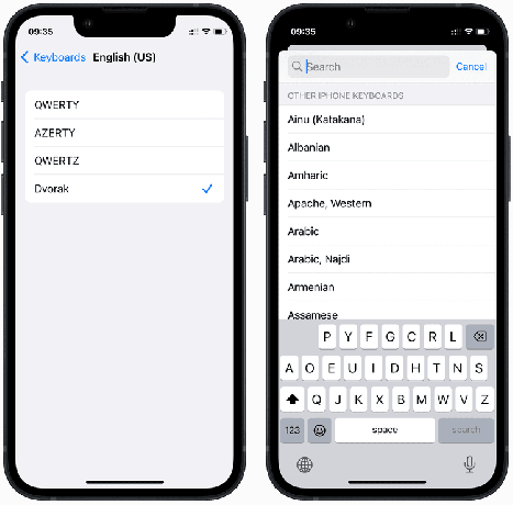 Опция за клавиатура Dvorak на iPhone и iOS 16