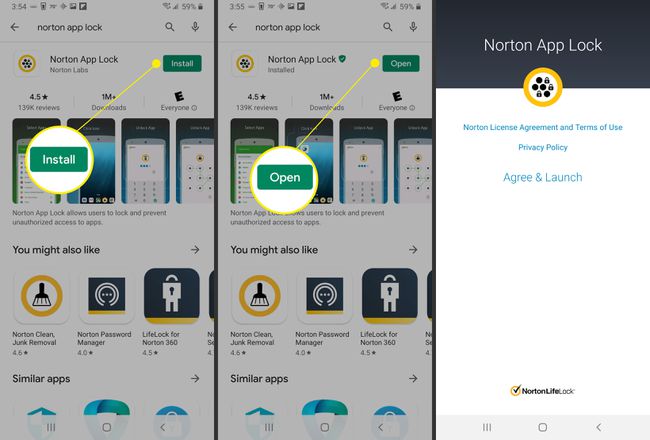 A Norton App Lock telepítése és megnyitása.