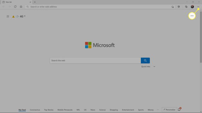 El botón del menú principal en Microsoft Edge.