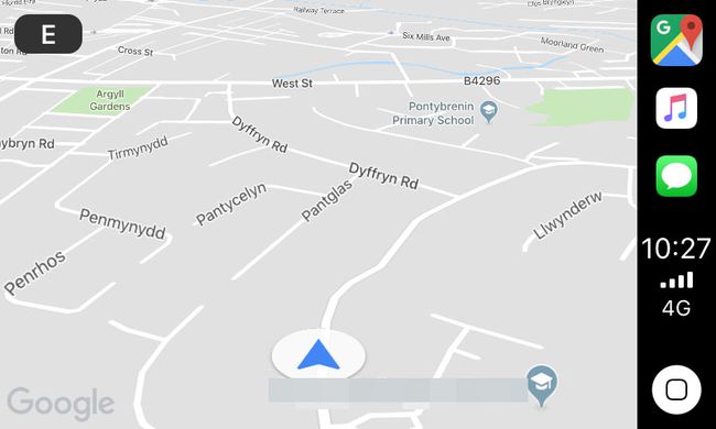 CarPlayの地図画面上のGoogleマップ