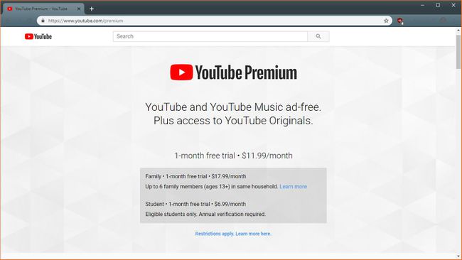 ภาพหน้าจอของส่วนลดสำหรับนักเรียน YouTube Premium