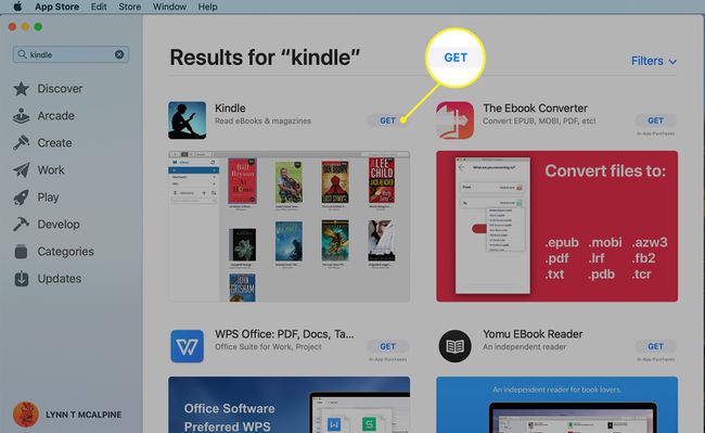 Getが強調表示されたAppStoreのKindleアプリ