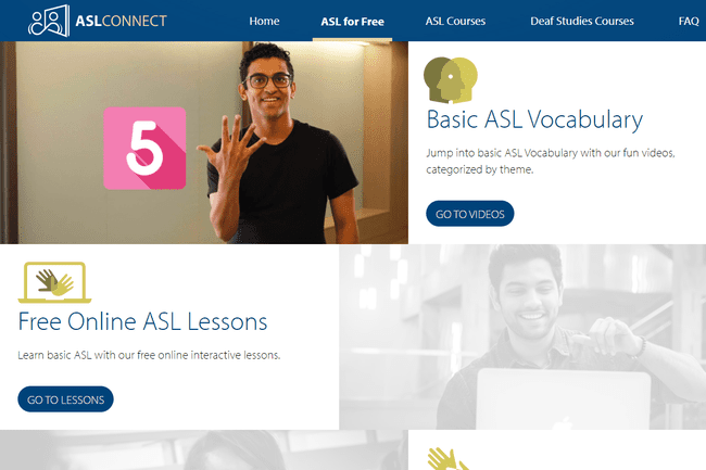 Recursos de lenguaje de señas ASLConnect de la Universidad de Gallaudet