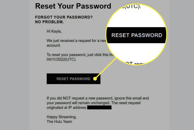 HuluはHuluからパスワードをリセットします。