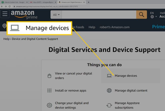 Zařízení a obsah webového prohlížeče Amazon – Správa zařízení