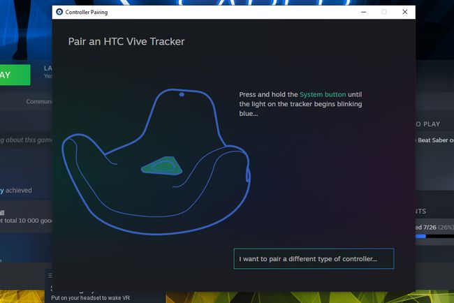 Emparelhando um Vive Tracker no SteamVR.