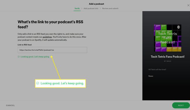 Soumettre un podcast sur le site Spotify for Podcasters.