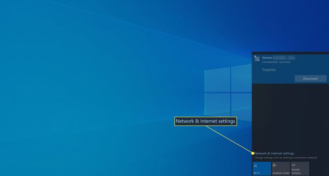 Windows 10'da Ağ ve İnternet ayarlarını seçme.