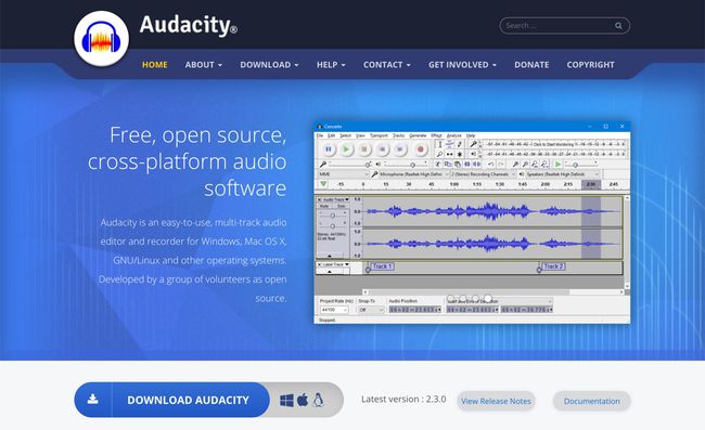 Audacity 오디오 편집 소프트웨어 웹 사이트