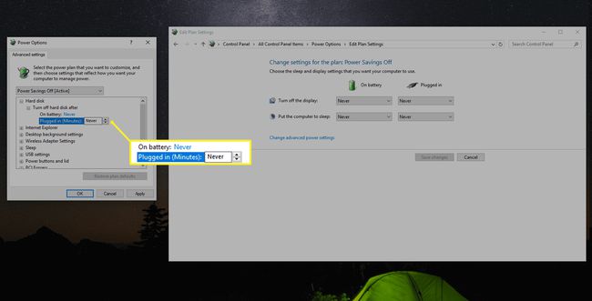 Změna úspory energie pevného disku na Nikdy ve Windows 10