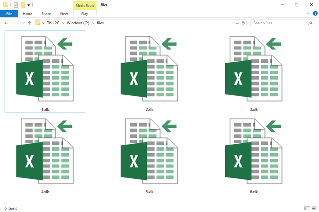 File XLK di Windows 10 yang terbuka dengan Excel