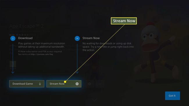 Εφαρμογή PlayStation Now με επισήμανση του Stream Now
