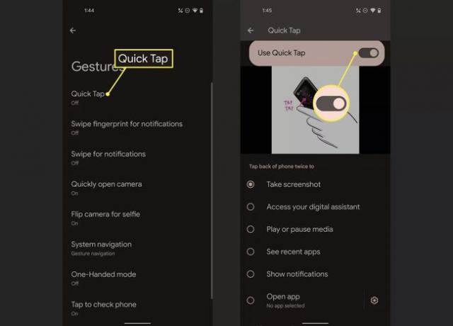 Hitri dotik in uporaba drsnika Quick Tap v nastavitvah Android 12
