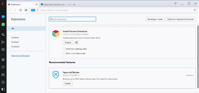 Instalar el complemento de extensiones de Chrome para Opera