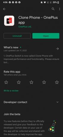 Captură de ecran Google Play a paginii Clone Phone.
