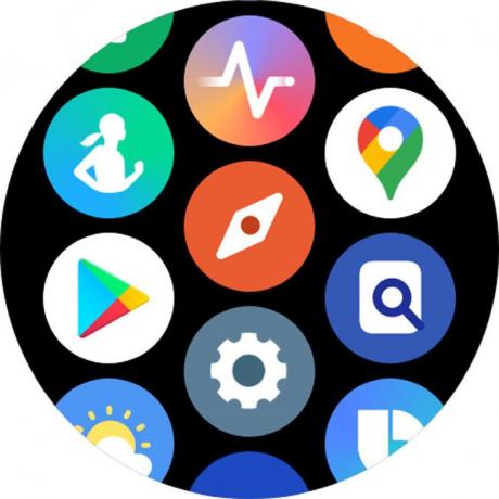 Google Play veikala ikona ir izcelta Galaxy pulkstenī.