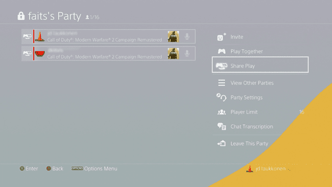 Snimka zaslona dijeljenja igre na PS4.