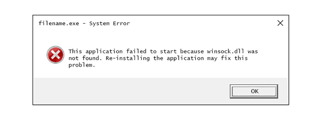 chybová zpráva winsock DLL v systému Windows