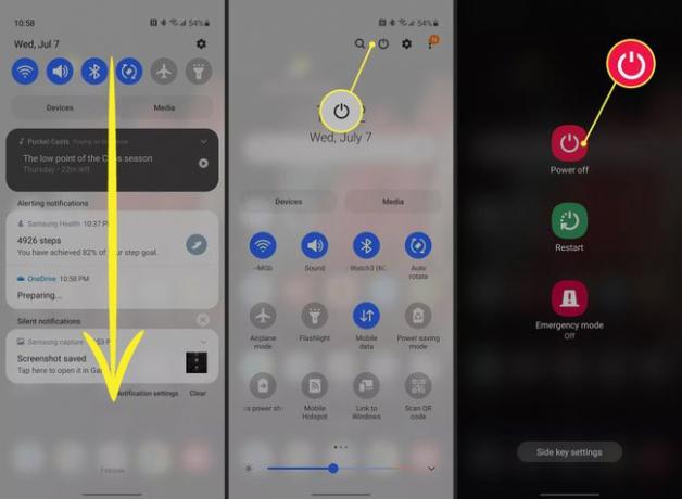 Γρήγορες ρυθμίσεις Android και κουμπιά λειτουργίας στο τηλέφωνο Samsung