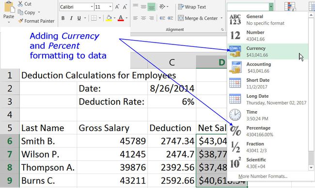 Dodawanie formatowania liczb do arkusza Excel