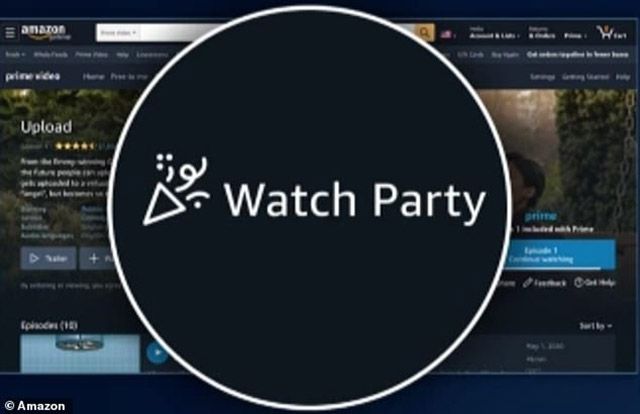 Το λογότυπο του Amazon Watch Party τοποθετείται πάνω από ένα βίντεο στο Amazon Prime.