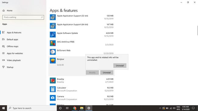 Windows ayarlarından uygulamaları kaldırın