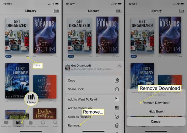 يوضح تطبيق iOS Books على iPhone كيفية إزالة كتاب تم تنزيله