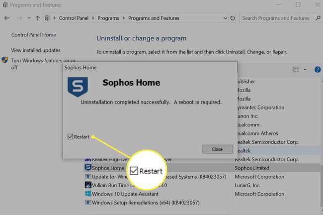 Desinstalación exitosa de Sophos