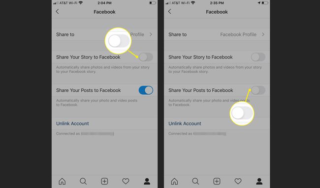 Slå Facebook-delingsmuligheder fra på Instagram