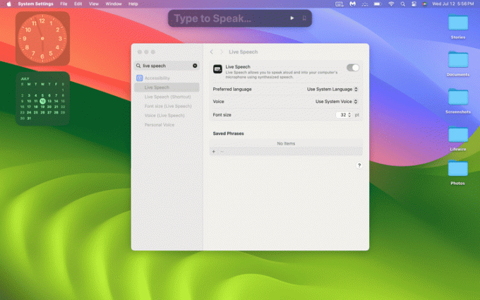Live Speech في macOS Sonoma