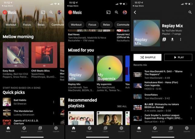 เพลย์ลิสต์ Replay Mix ในแอป YouTube Music ของ iPhone