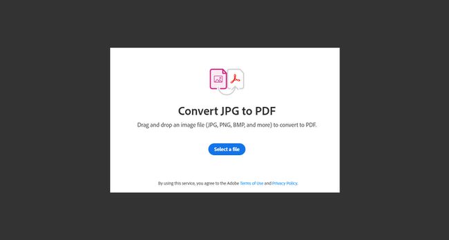 JPGからPDFへのAdobe.comオンラインコンバーター