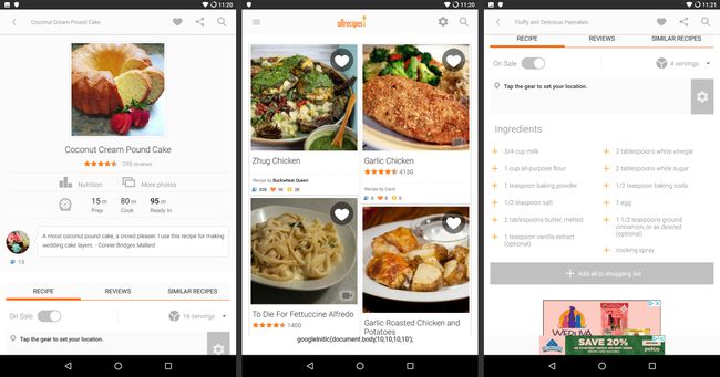 AllRecipes em telas Android