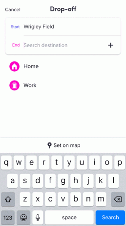 Screenshot des Abgabebildschirms in der Lyft-App