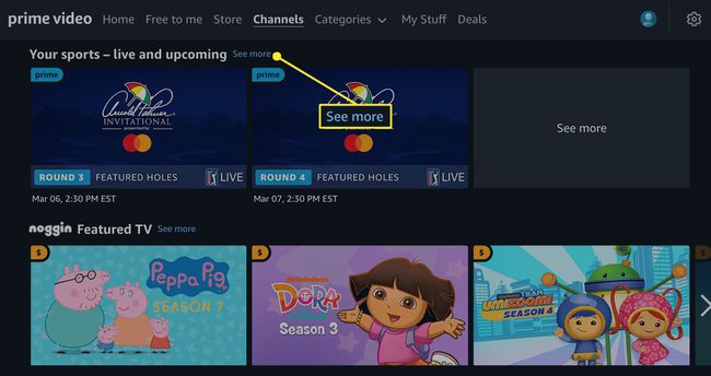 Your Sportsが表示されるまで、チャンネルの提供内容をスクロールします。 [もっと見る]をクリックします。