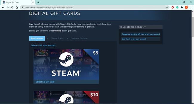 Суми подарункових карток Steam